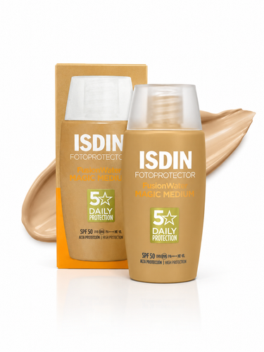 ضد آفتاب ازدین ISDIN فیوژن واتر مجیک رنگ مدیوم SPF 50 حجم ۵۰ میلی لیتر اصل